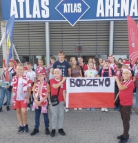 Wyjazd uczniów Szkoły Podstawowej w Bodzewie i w Piaskach na mecz piłki siatkowej do Łodzi.